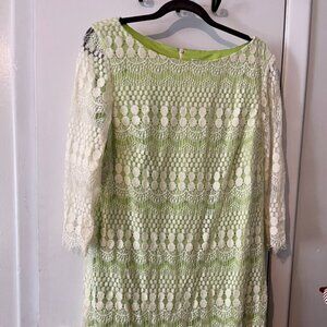 J. HOWARD LACE CREAM DRESS WITH LINER SZ 18 3/4 Sleeve